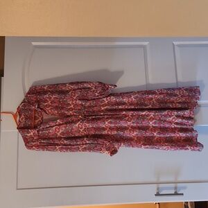 Pink print midi dress